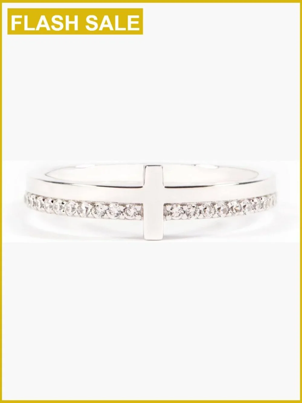 Women's 925 Sterling Silver Cross Ring Never Quit Engraved